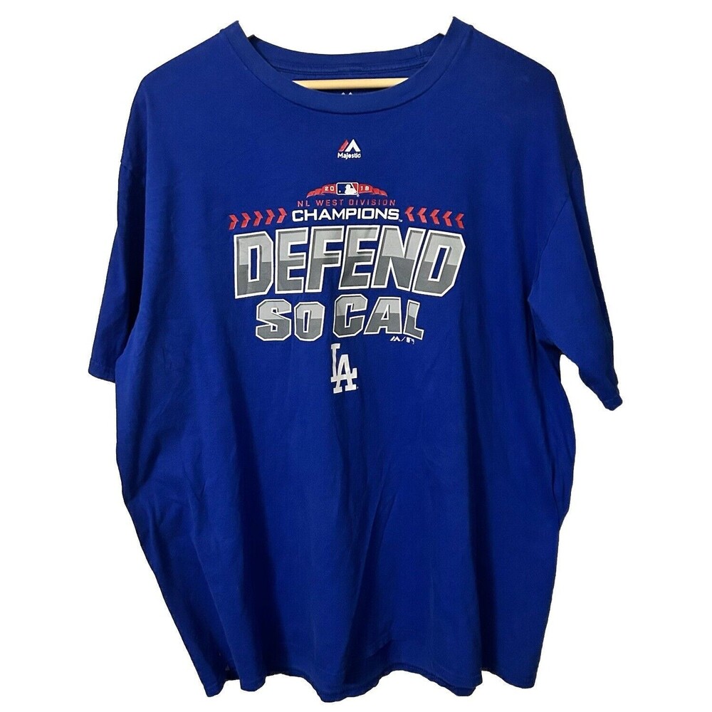 LA Dodgers Men's 2XL Blue 2018 NL West Division Champions Defend So Cal T-shirt